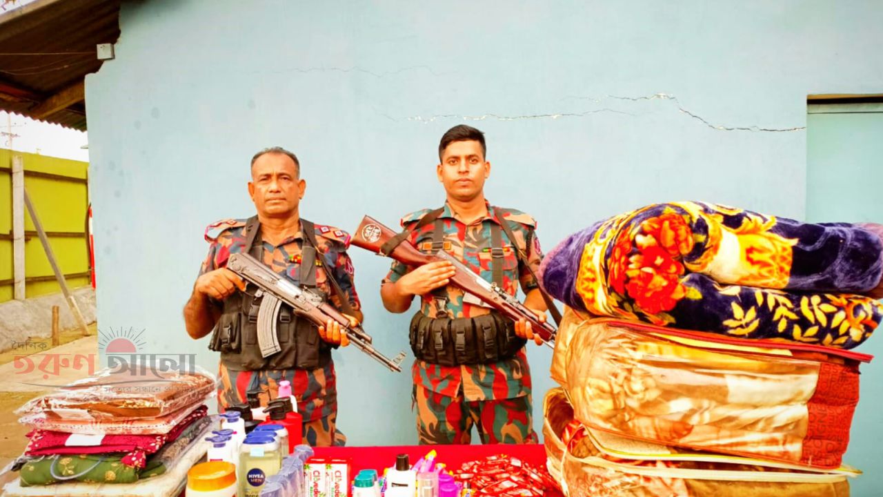 বিজিবির অভিযানে আমড়াখালী চেকপোষ্ট থেকে অবৈধ মালামাল আটক 
